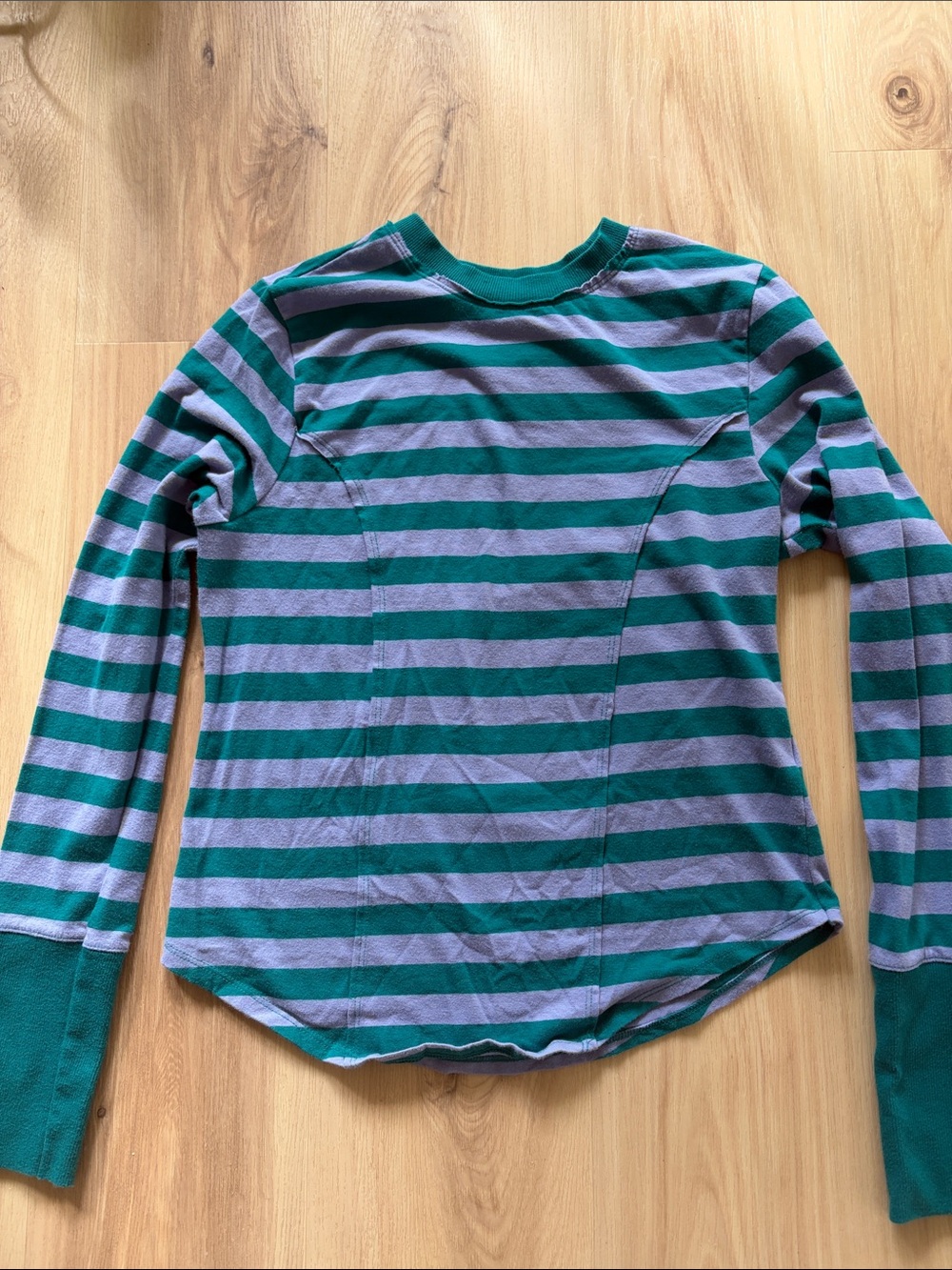 Maeve Green and Purple Striped Long Sleeve Tee - Picture 2 of 5